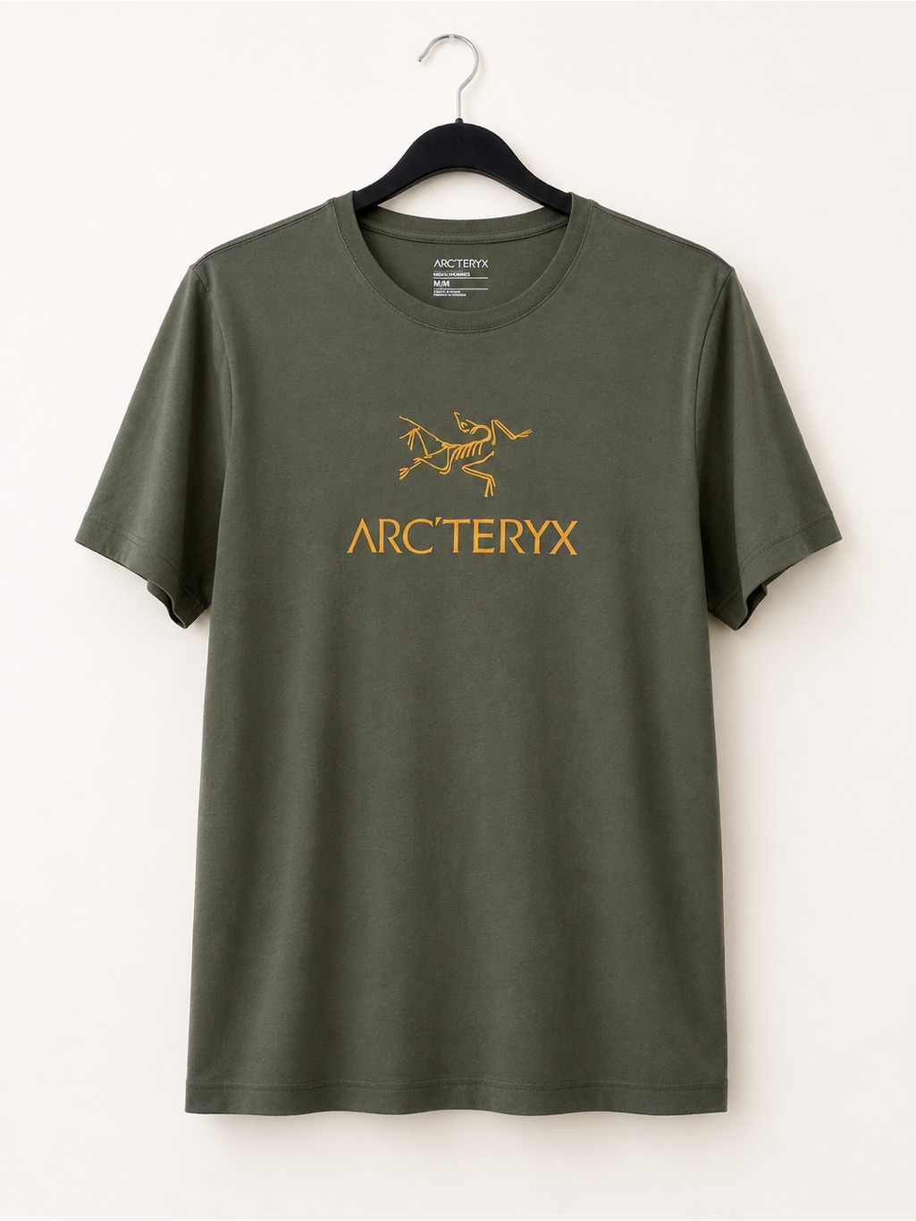 Arc'teryx Olive Green Short Sleeve Logo Tee With Mustard Print